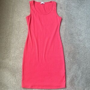 Pink Lily Middle of Nowhere ribbed dress in Coral size M